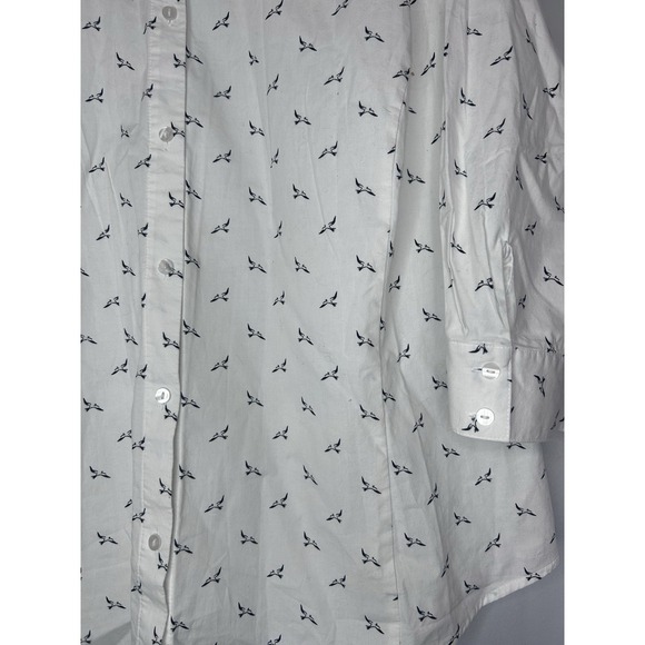 Liz Claiborne Woman's Size 1X Tailored Fit Stretch 3/4 Sleeve Button Down Birds - Picture 3 of 6